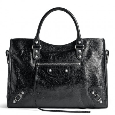 Balenciaga Le City Medium Bag in Black Arena Lambskin LDBS243393