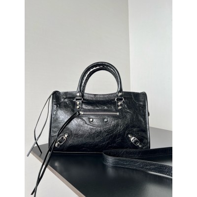 Balenciaga Le City Small Bag in Black Arena Lambskin LDBS243410