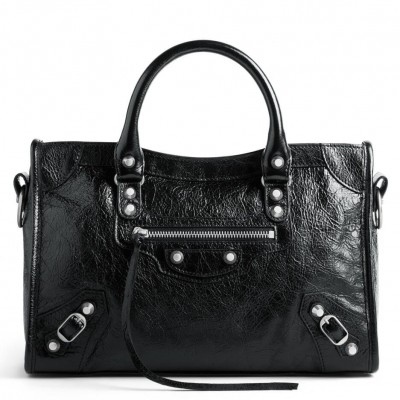 Balenciaga Le City Small Bag in Black Arena Lambskin LDBS243410