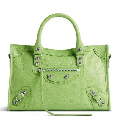 Balenciaga Le City Small Bag in Green Arena Lambskin LDBS243416