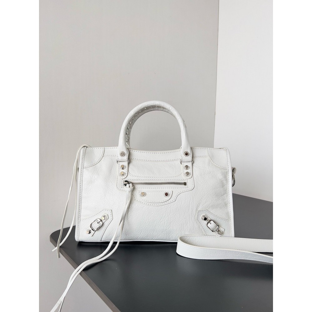 Balenciaga Le City Small Bag in White Arena Lambskin LDBS243384