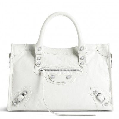 Balenciaga Le City Small Bag in White Arena Lambskin LDBS243384