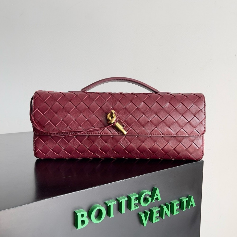 Bottega Veneta Andiamo Clutch with Handle in Barolo Intrecciato Lambskin LDBS243785