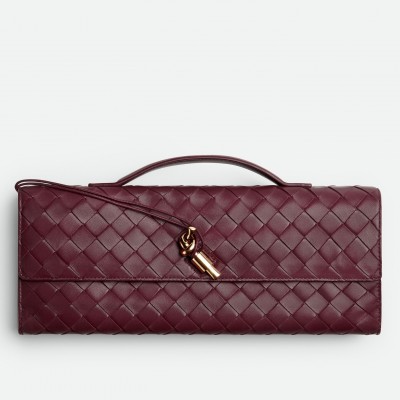 Bottega Veneta Andiamo Clutch with Handle in Barolo Intrecciato Lambskin LDBS243785