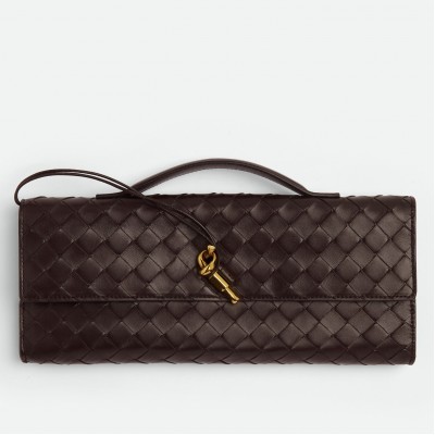 Bottega Veneta Andiamo Clutch with Handle in Fondant Intrecciato Lambskin LDBS243793