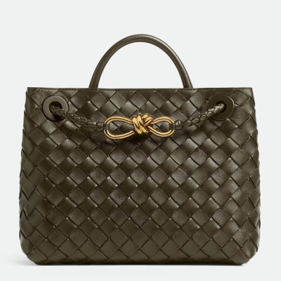 Bottega Veneta Andiamo Small Bag in Kaki Intrecciato Lambskin LDBS243786