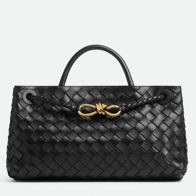 Bottega Veneta Andiamo Small East/West Bag In Black Intrecciato Lambskin LDBS244298