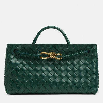 Bottega Veneta Andiamo Small East/West Bag in Green Intrecciato Lambskin LDBS243795