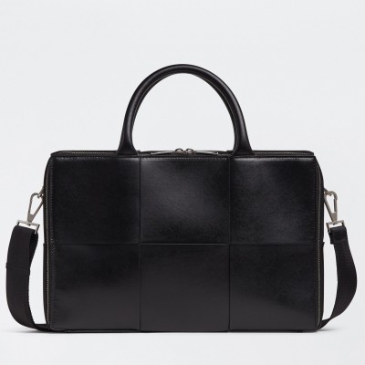 Bottega Veneta Arco Briefcase In Black Intreccio Calfskin LDBS243797