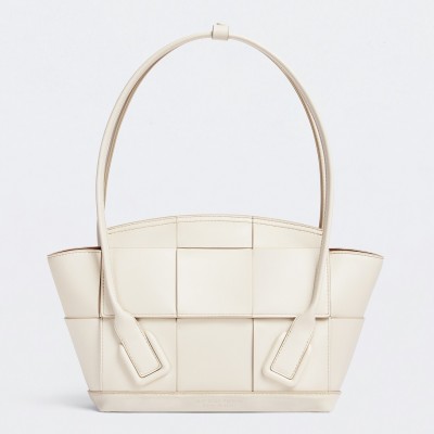 Bottega Veneta Arco Small Bag In White Intrecciato Calfskin LDBS243816