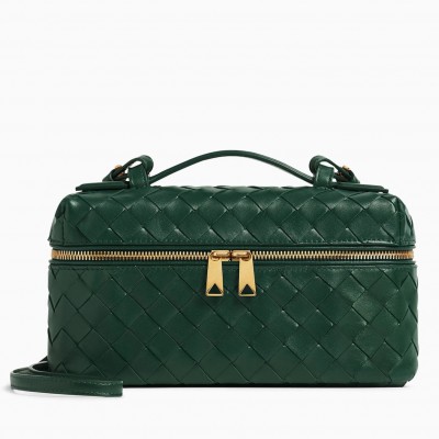 Bottega Veneta Bang Bang Vanity Case in Green Intrecciato Leather LDBS243827