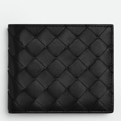 Bottega Veneta Bi-fold Wallet in Black Intrecciato Calfskin LDBS243830