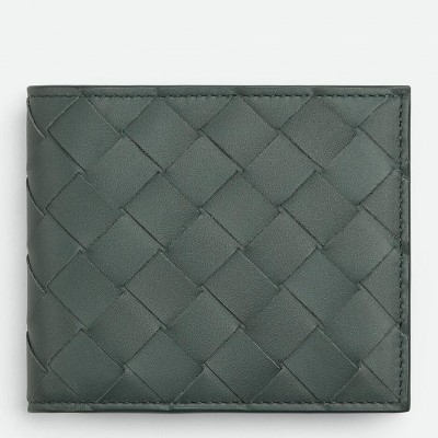 Bottega Veneta Bi-fold Wallet in Slate Intrecciato Calfskin LDBS243835