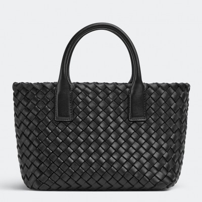 Bottega Veneta Cabat Mini Bag In Black Intrecciato Lambskin LDBS243875