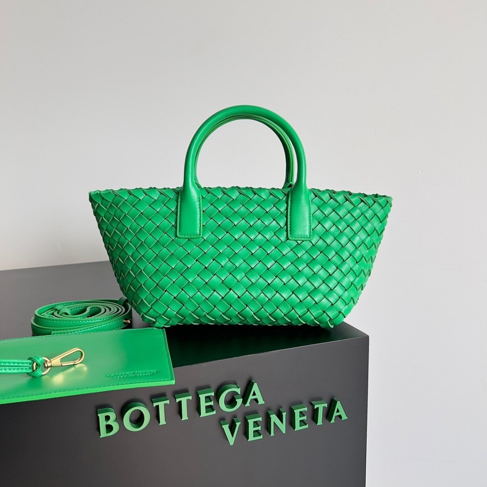 Bottega Veneta Cabat Mini Bag In Green Intrecciato Lambskin LDBS243877