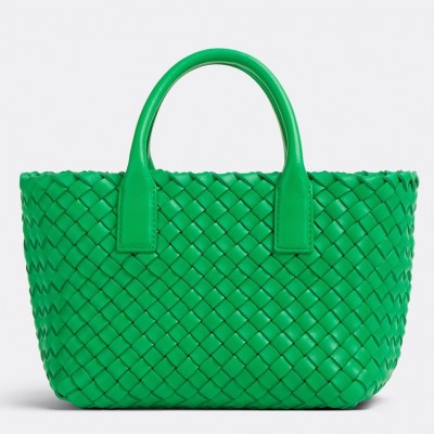 Bottega Veneta Cabat Mini Bag In Green Intrecciato Lambskin LDBS243877