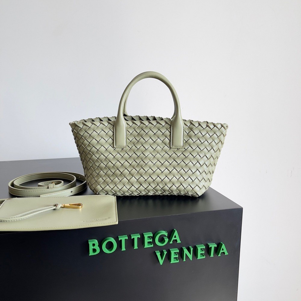 Bottega Veneta Cabat Mini Bag In Travertine Intrecciato Lambskin LDBS243882