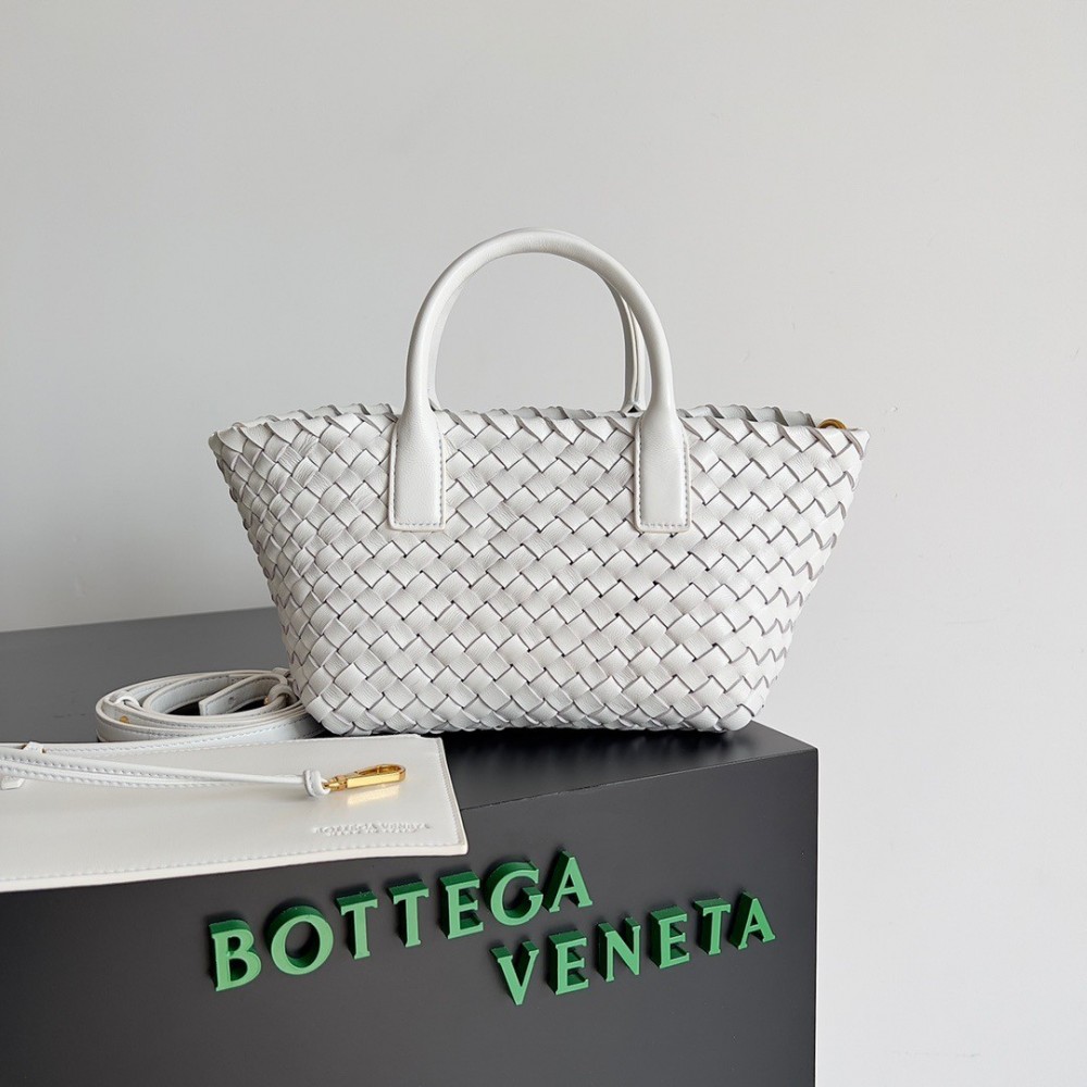 Bottega Veneta Cabat Mini Bag In White Intrecciato Lambskin LDBS243883