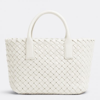 Bottega Veneta Cabat Mini Bag In White Intrecciato Lambskin LDBS243883