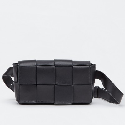 Bottega Veneta Cassette Belt Bag In Black Intrecciato Leather LDBS243937