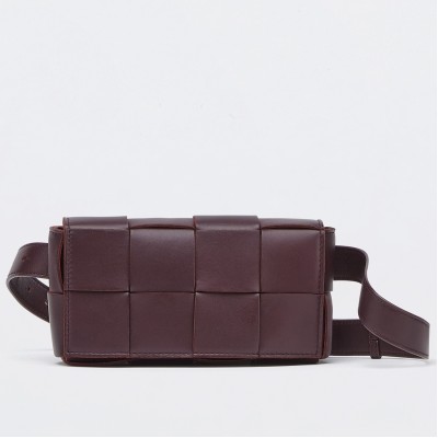 Bottega Veneta Cassette Belt Bag In Grape Intrecciato Leather LDBS243938