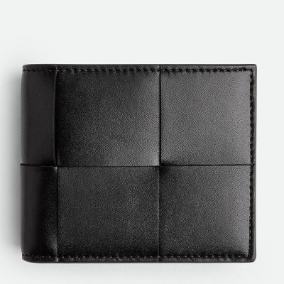 Bottega Veneta Cassette Bi-fold Wallet in Black Intrecciato Calfskin LDBS243942