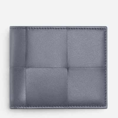 Bottega Veneta Cassette Bi-fold Wallet in Thunder Intrecciato Calfskin LDBS243943