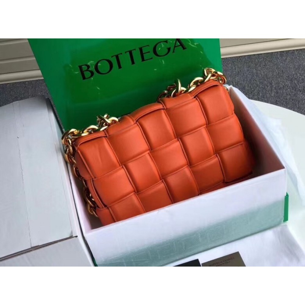 Bottega Veneta Chain Cassette Bag In Orange Calfskin LDBS243958