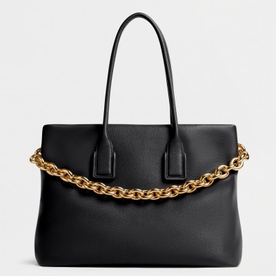 Bottega Veneta Chain Tote Bag In Black Grained Leather LDBS243966