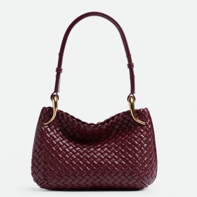 Bottega Veneta Clicker Small Bag in Bordeaux Intrecciato Lambskin LDBS243970