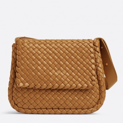 Bottega Veneta Cobble Small Bag in Caramel Intrecciato Leather LDBS243972