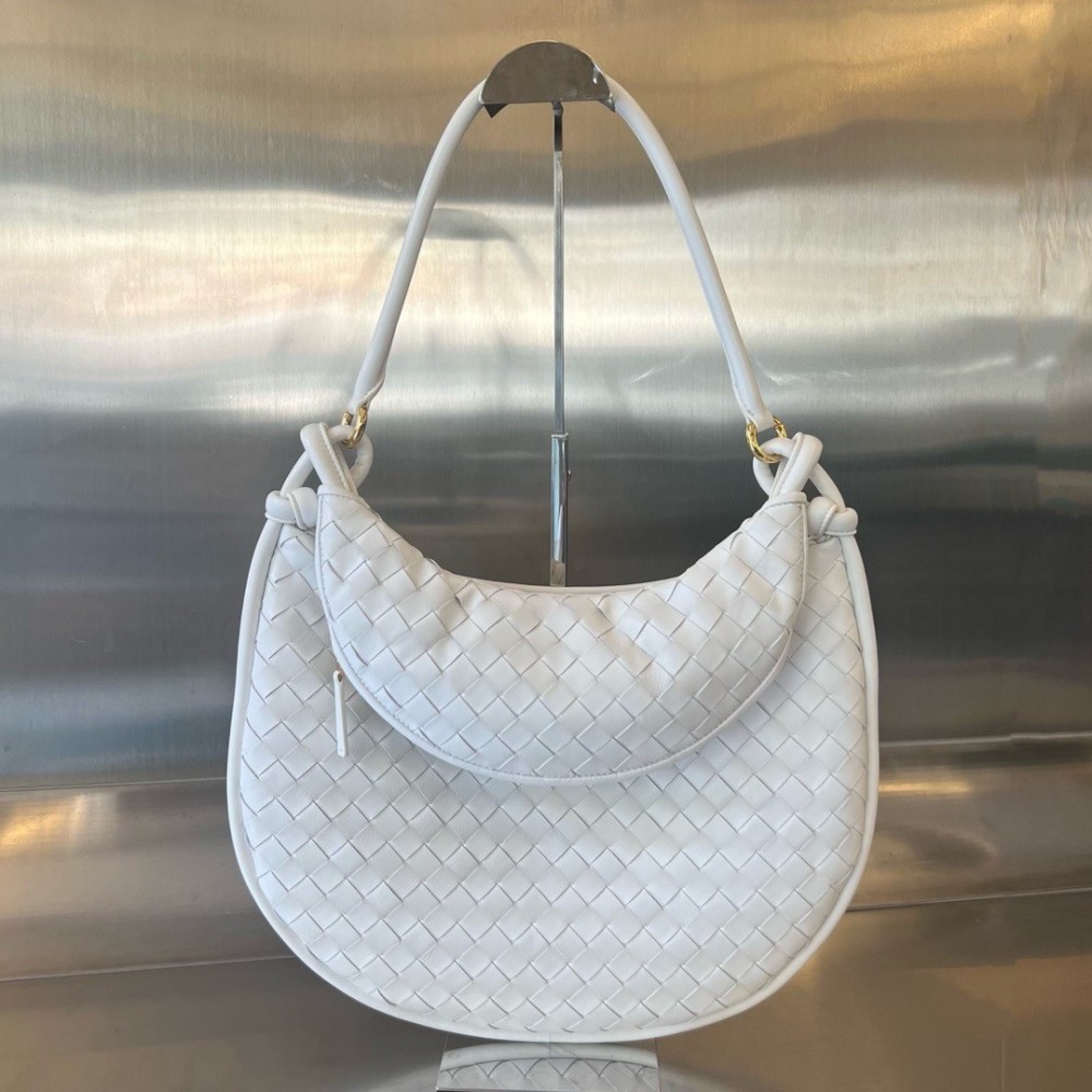 Bottega Veneta Gemelli Large Bag in White Intrecciato Lambskin LDBS243979