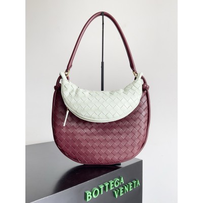 Bottega Veneta Gemelli Medium Bag in Barolo/Glacier Intrecciato Lambskin LDBS243980