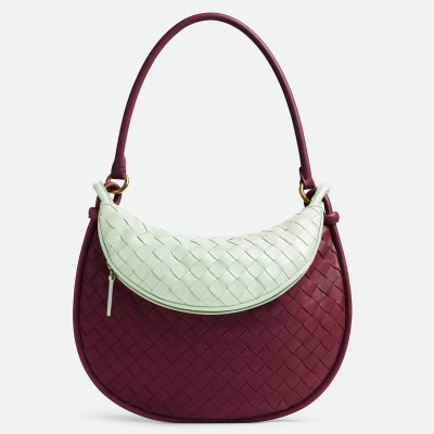 Bottega Veneta Gemelli Medium Bag in Barolo/Glacier Intrecciato Lambskin LDBS243980