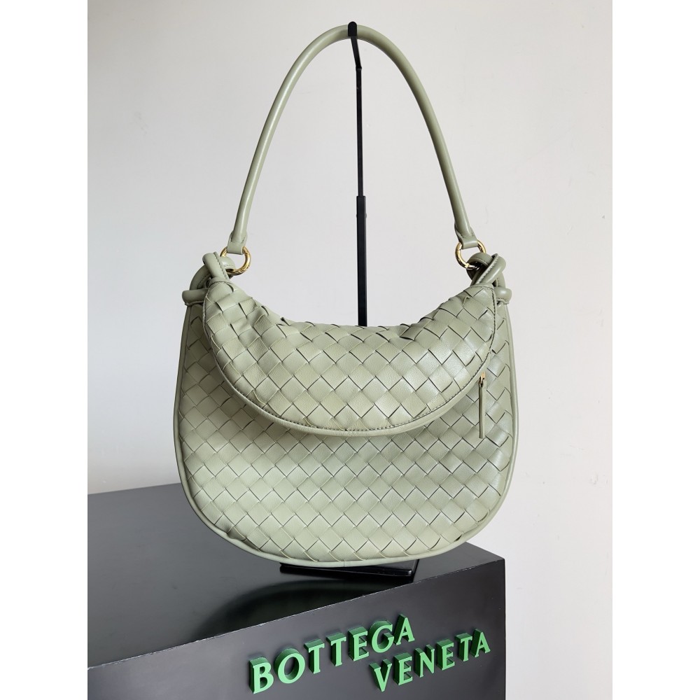 Bottega Veneta Gemelli Medium Bag in Travertine Intrecciato Lambskin LDBS243985