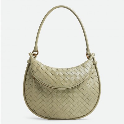 Bottega Veneta Gemelli Medium Bag in Travertine Intrecciato Lambskin LDBS243985