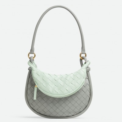 Bottega Veneta Gemelli Small Bag in Grey/Glacier Intrecciato Lambskin LDBS243989