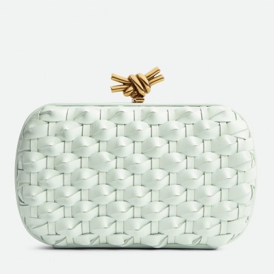 Bottega Veneta Knot Minaudiere Clutch In Glacier Intreccio Leather LDBS243991