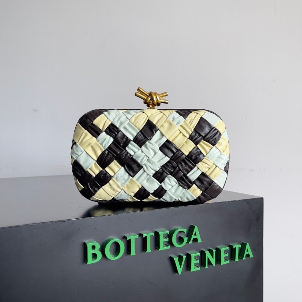 Bottega Veneta Knot Minaudiere Clutch In Multicolour Intrecciato Lambskin LDBS243993