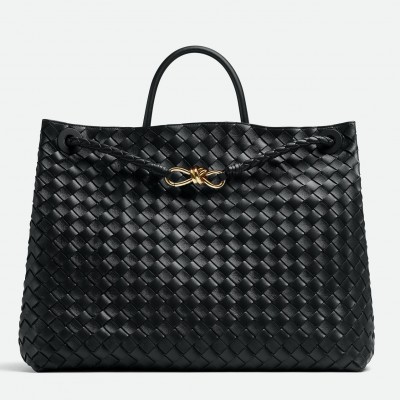 Bottega Veneta Large Andiamo bag In Black Intrecciato Lambskin LDBS243996