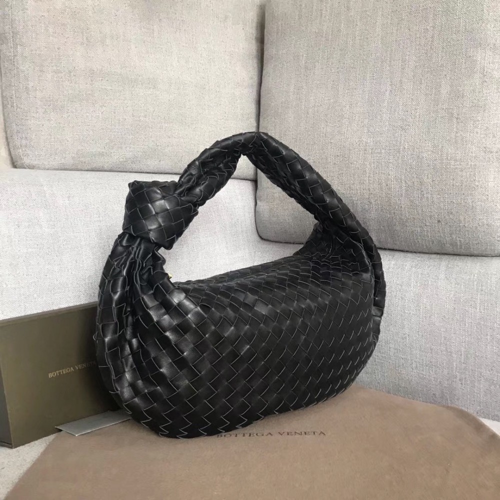 Bottega Veneta Large BV Jodie Bag In Black Woven Leather LDBS244003