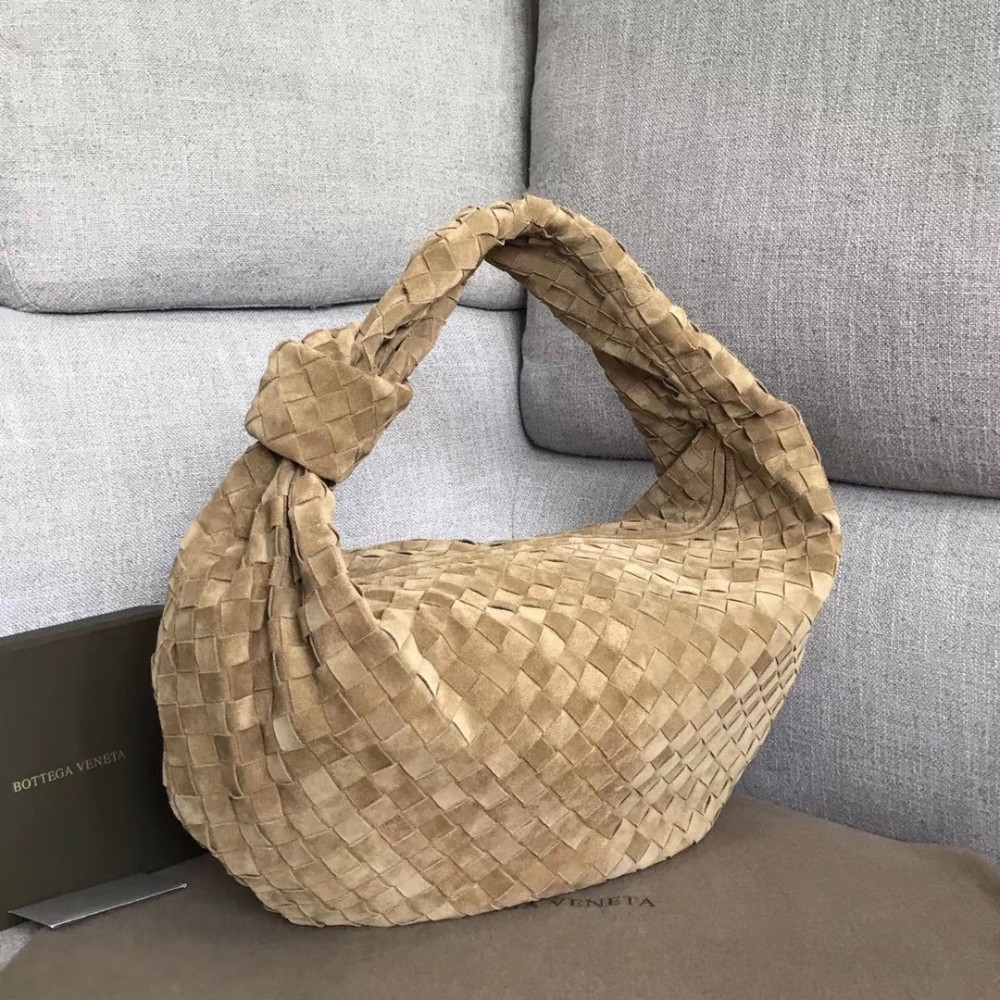 Bottega Veneta Large BV Jodie Bag In Sand Woven Suede LDBS244006