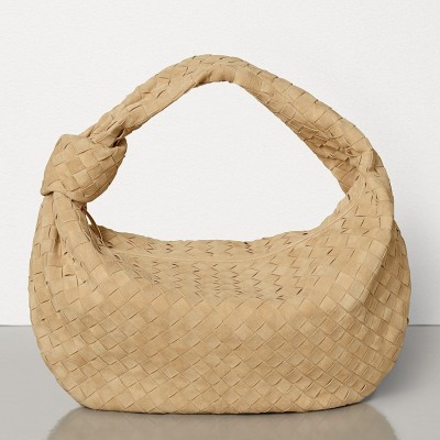 Bottega Veneta Large BV Jodie Bag In Sand Woven Suede LDBS244006