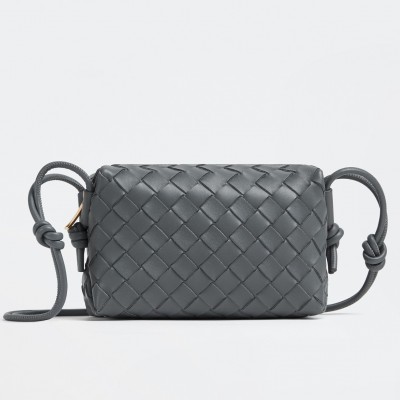 Bottega Veneta Loop Mini Bag In Grey Intrecciato Lambskin LDBS244013