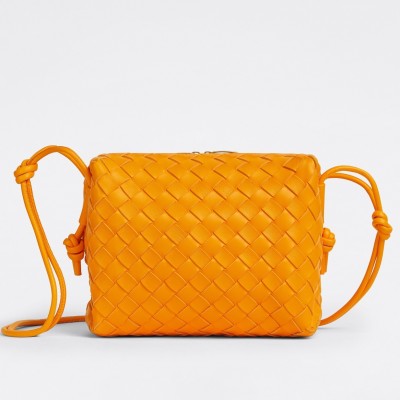 Bottega Veneta Loop Small Bag In Orange Intrecciato Lambskin LDBS244018