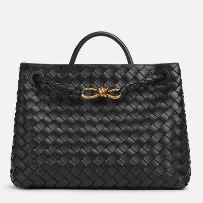 Bottega Veneta Medium Andiamo Bag In Black Intrecciato Lambskin LDBS244020