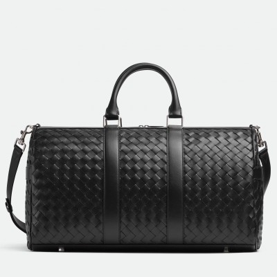 Bottega Veneta Medium Duffle Bag in Black Intrecciato Calfskin LDBS244029