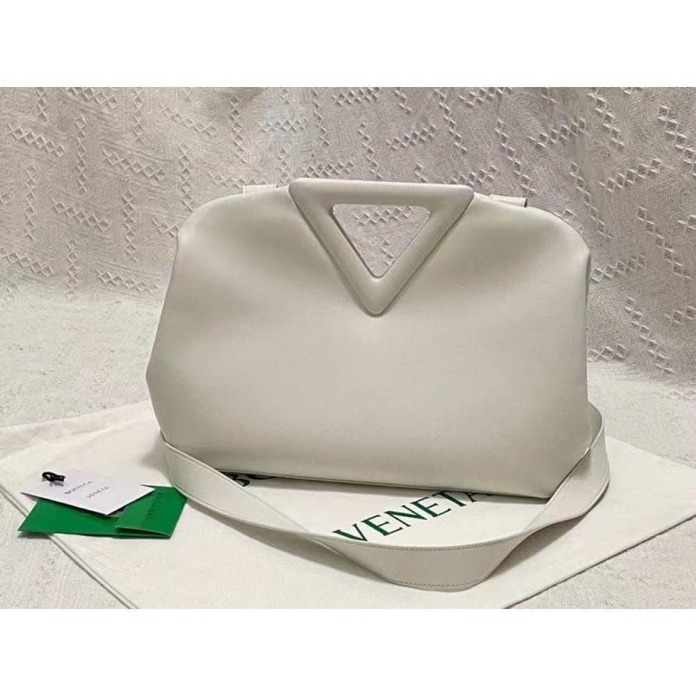 Bottega Veneta Medium Point Top Handle Bag In White Leather LDBS244046