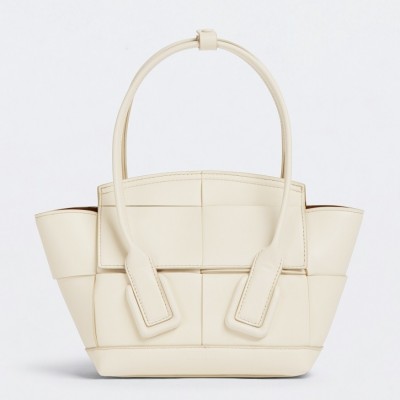 Bottega Veneta Mini Arco Bag In White Intrecciato Calfskin LDBS244053