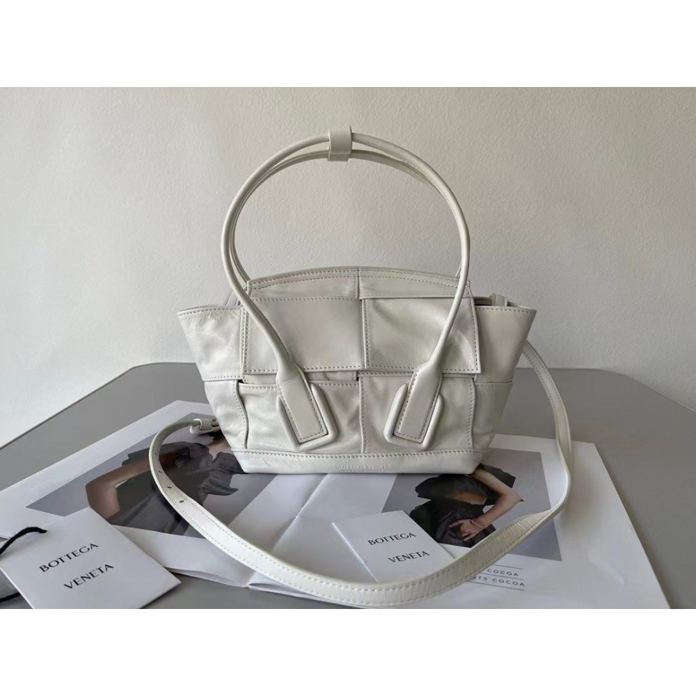 Bottega Veneta Mini Arco Bag In White Intrecciato Leather LDBS244054